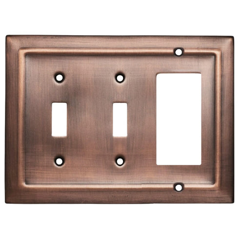 Architectural Combo Toggle / Rocker Light Switch Wall Plate - Antique Copper Finish